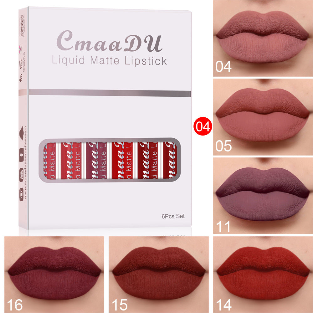 Matte Waterproof Lip Gloss Set – 6 Boxes (2.5ml Each)