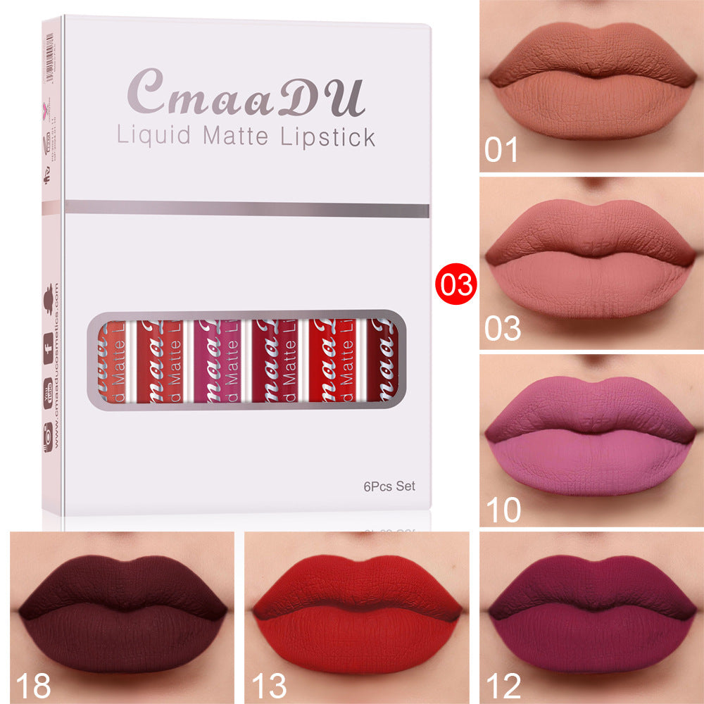 Matte Waterproof Lip Gloss Set – 6 Boxes (2.5ml Each)